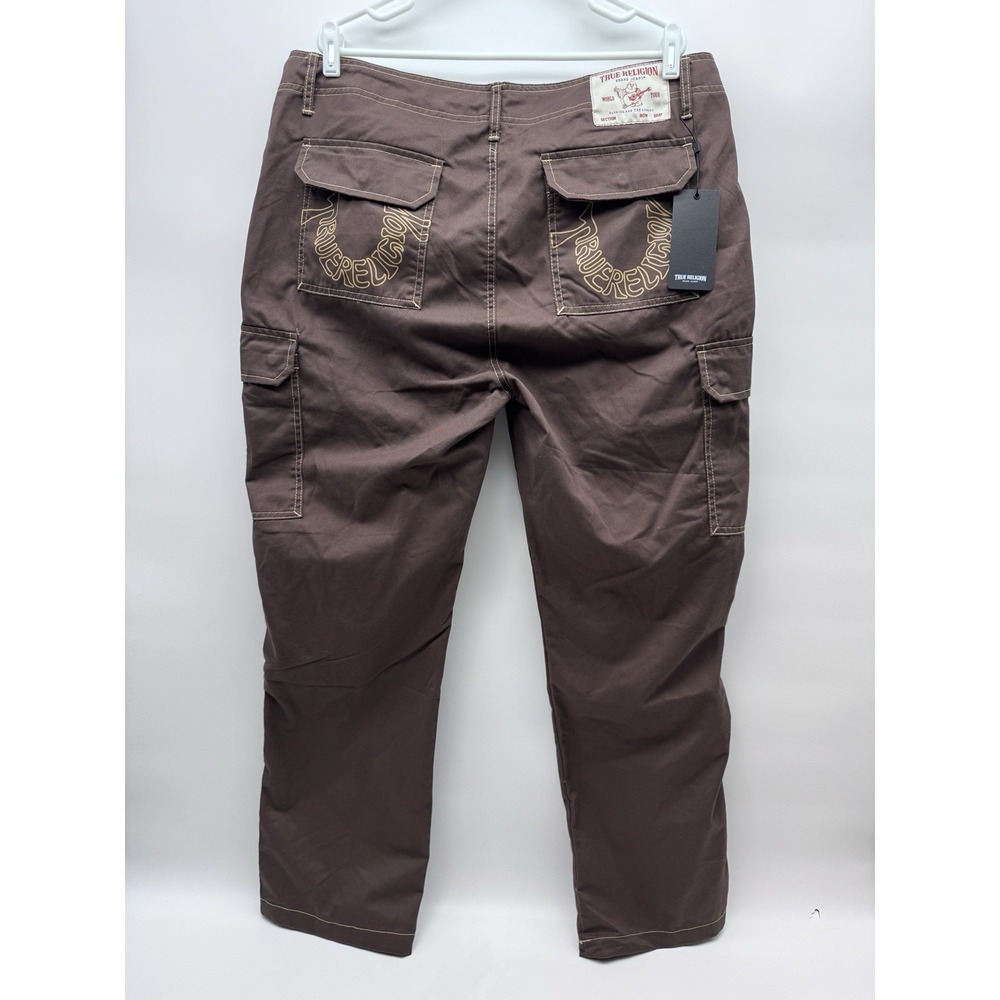 True Religion Men's Cargo SN Pant HS Outline Bracken Brown Size 36 NWT $169 Y2K